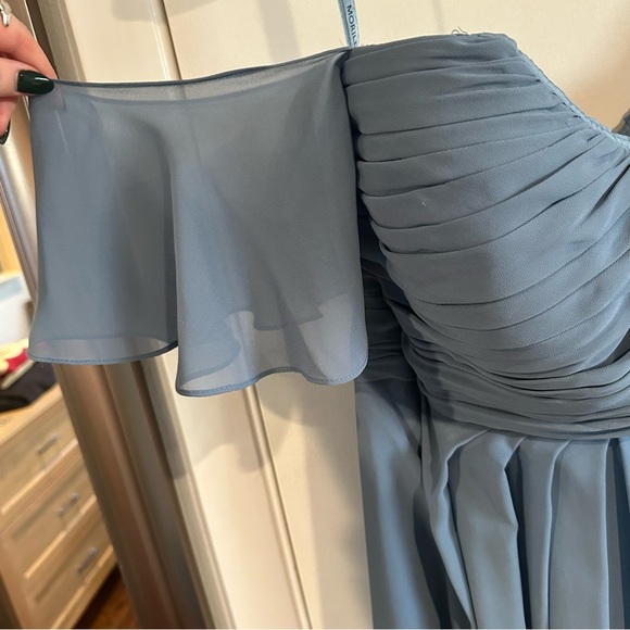 Mori Lee Boho Chic Chiffon Gown. Slate. 12 - Picture 4 of 9